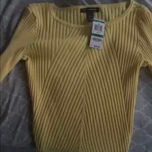 INC neon yellow form fitting elegant ripped sweate